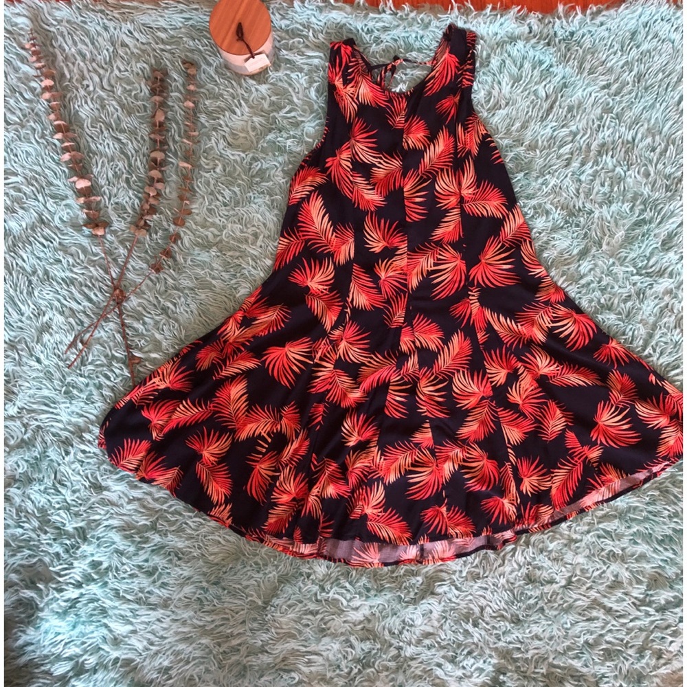 Summer, step up tank, navy blue and orange dress.